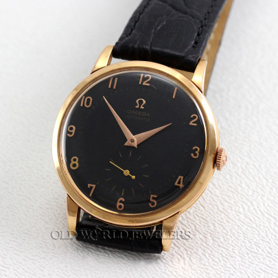 Omega Vintage Bumper Automatic Chronometer Ref 2617 18K RG Black